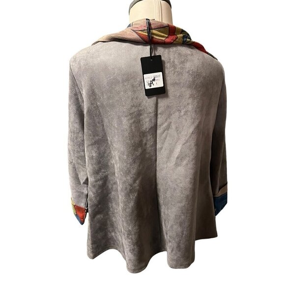 nwt faux suede retro button up closure 3/4 sleeve - Picture 7 of 7